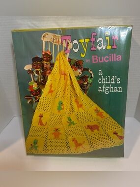Vintage 1960s-70s Bucilla Toyfair Afghan Kit Crochet Yellow #7814 Kitsch Sealed